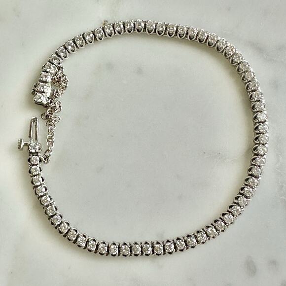 Diamond Line 2.5 + cttw Bracelet 17k White Gold - Picture 5 of 12
